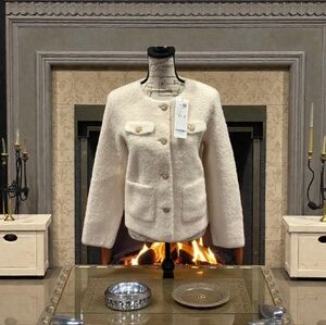 Goelia Gloria Lamb Wool Round Neck Crop Coat, M/6